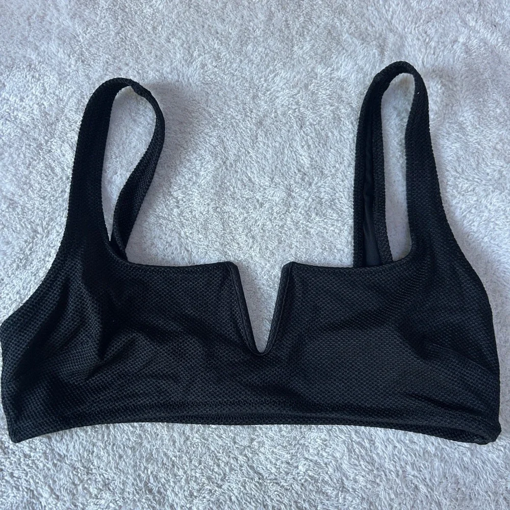 Aerie Real Good Bikini Top Bundle Brown Crinkle Cutout & Black V-Wire Notch M